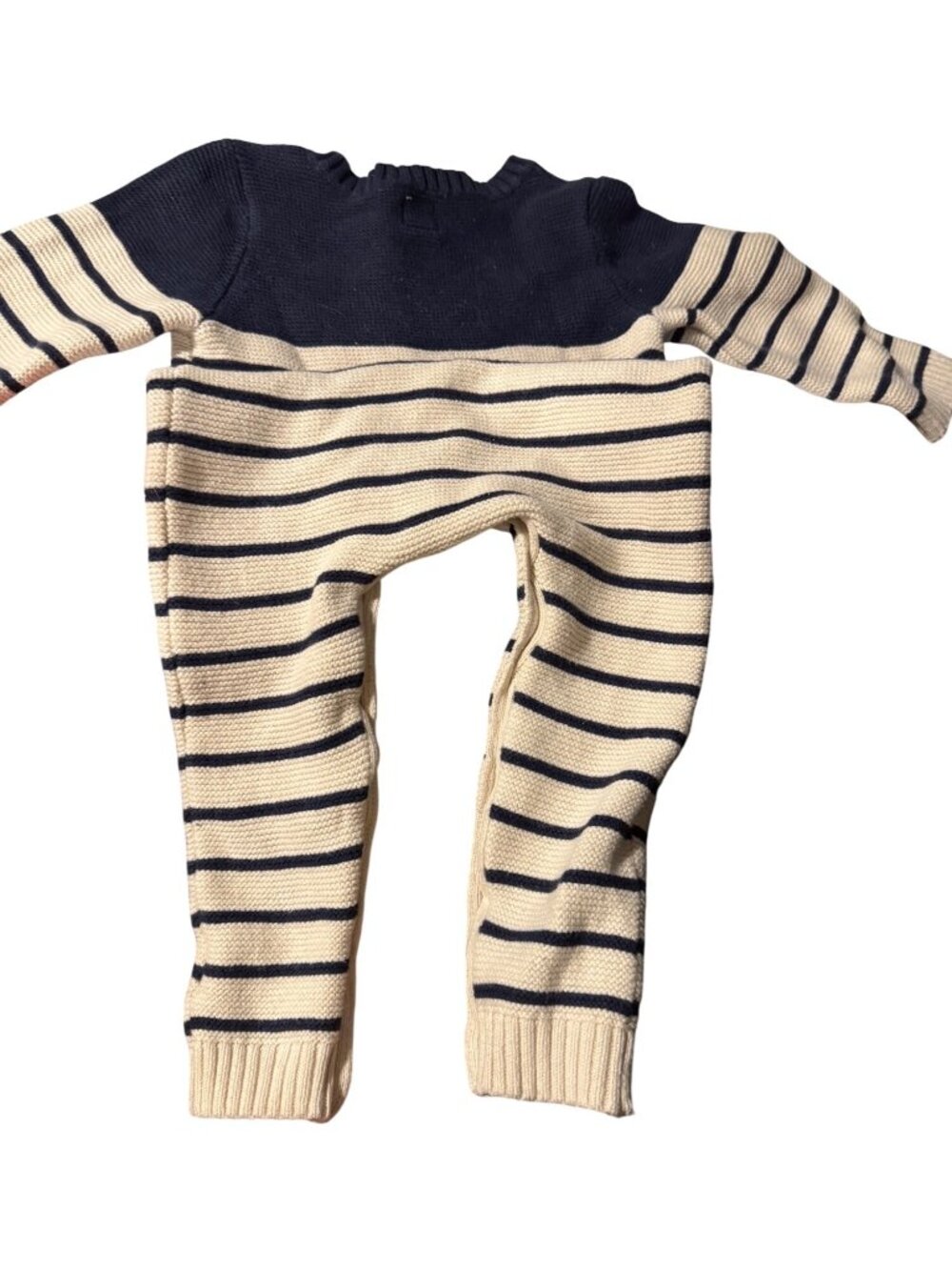 Baby Gap Brannan One-Piece Romper 18-24M | Navy & Cream Striped Knit Outfit | T - Picture 4 of 4